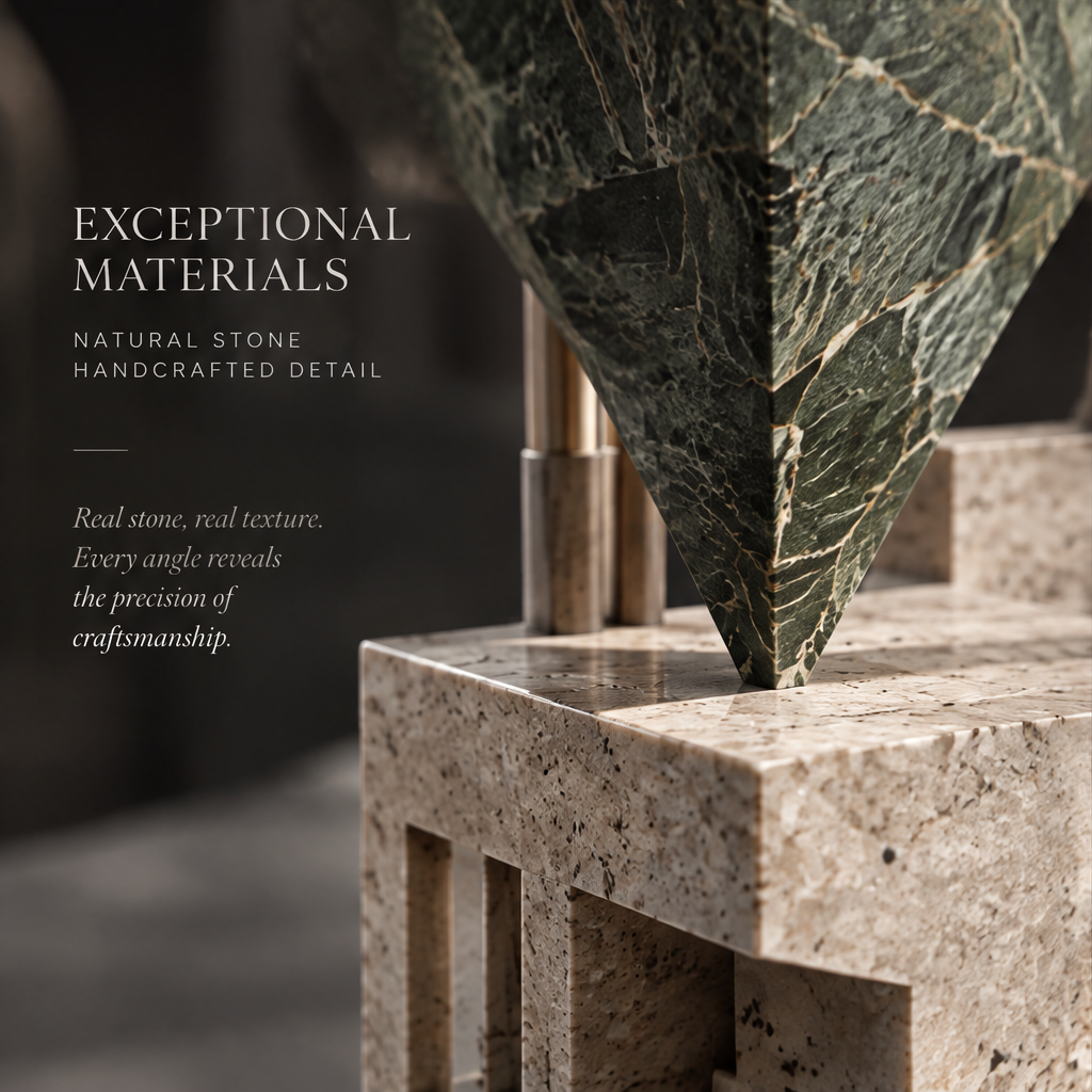 Hourglass Tower Two-Tone Stone Sculpture