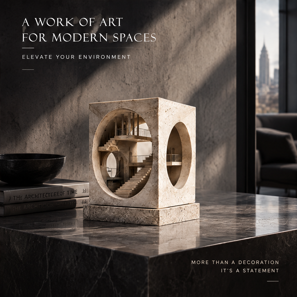 Cube Travertine Staircase Sculpture