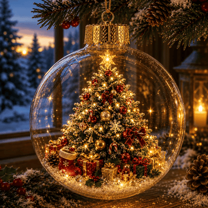 🎄 Omezená nabídka - 50% SLEVA - ✨ Svítící vánoční ozdoba s příběhem – Svítící mini sváteční scéna 🎁