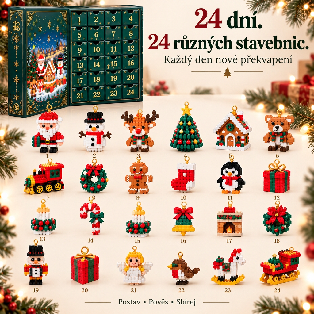 🎅🔥 POSLEDNÍ DEN: 50% SLEVA ✨ Vánoční stavebnicový adventní kalendář pro celou rodinu! 💎