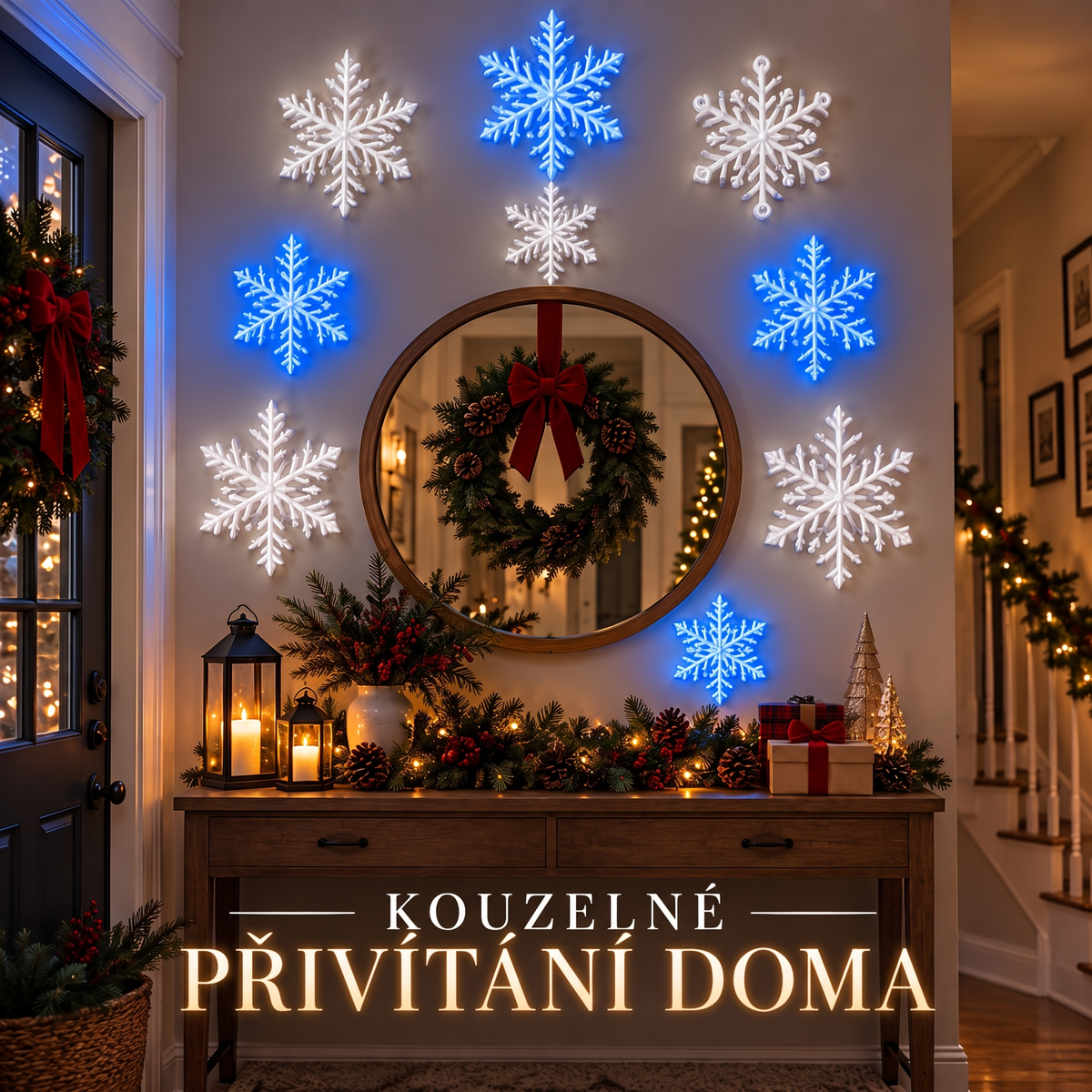 ❄️ Nástěnná LED světla – Sněhové vločky | Kouzelná vánoční dekorace domova