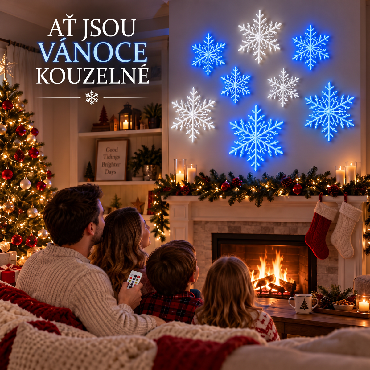 ❄️ Nástěnná LED světla – Sněhové vločky | Kouzelná vánoční dekorace domova