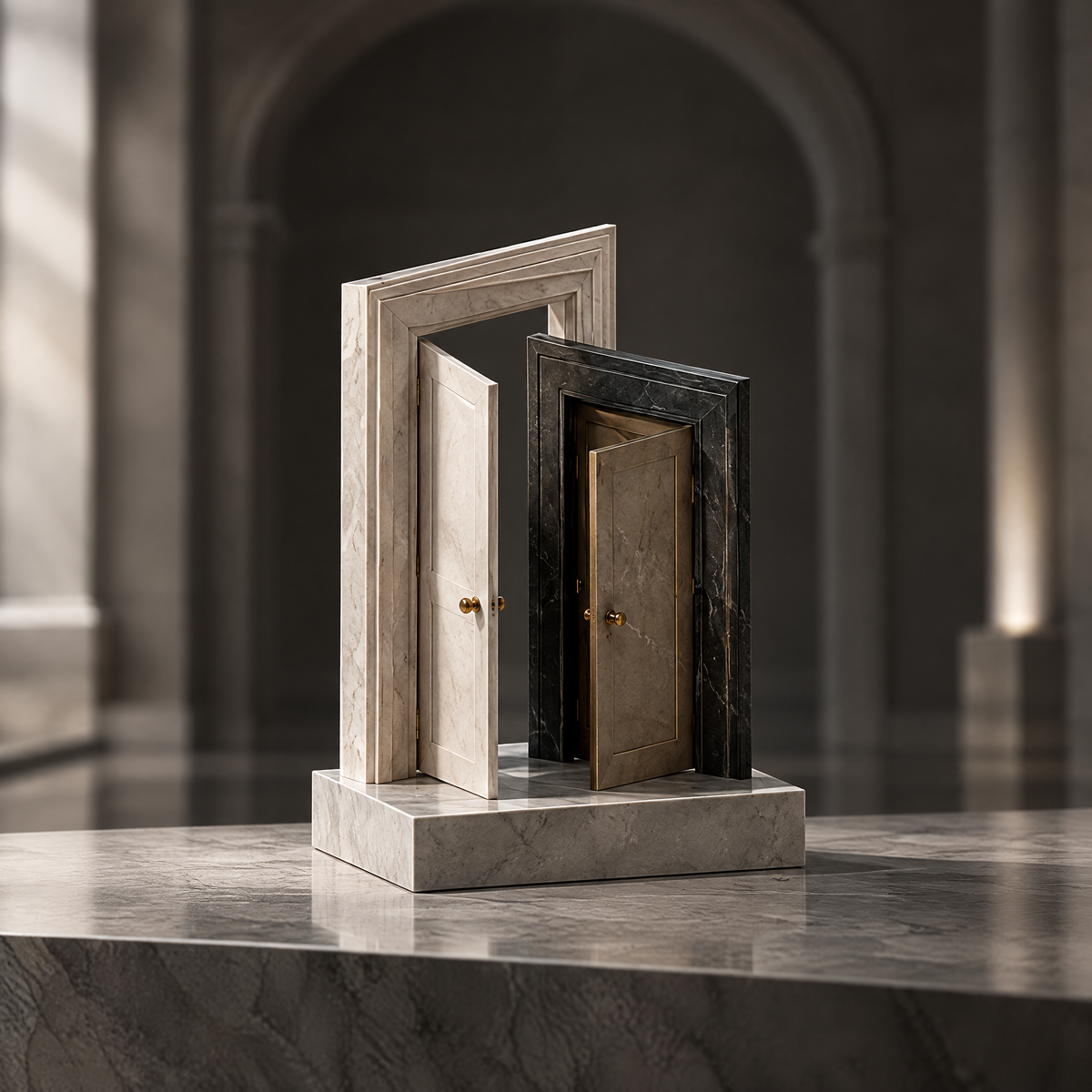 Layered Doors Marble Sculpture