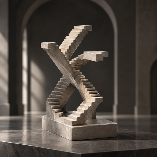 Crossing Staircases X-Form Marble Sculpture
