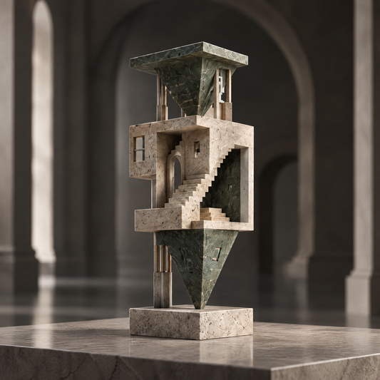 Hourglass Tower Two-Tone Stone Sculpture