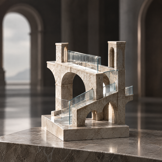 Marble Arch Staircase Sculpture with Glass Balustrades