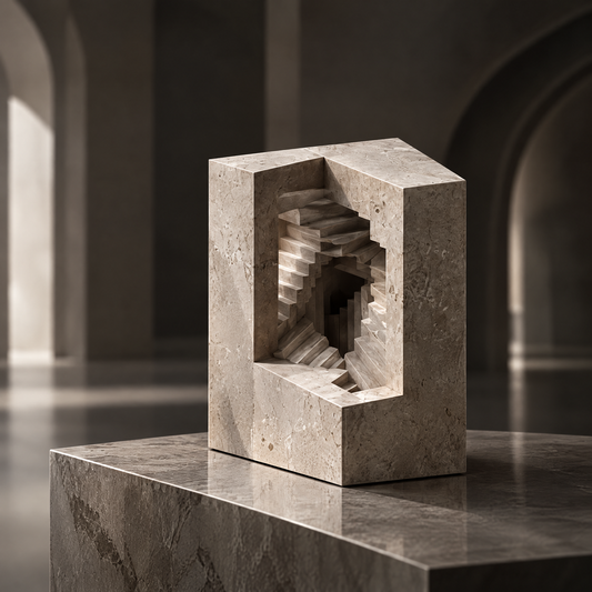 Bold Geometry Staircase Stone Sculpture