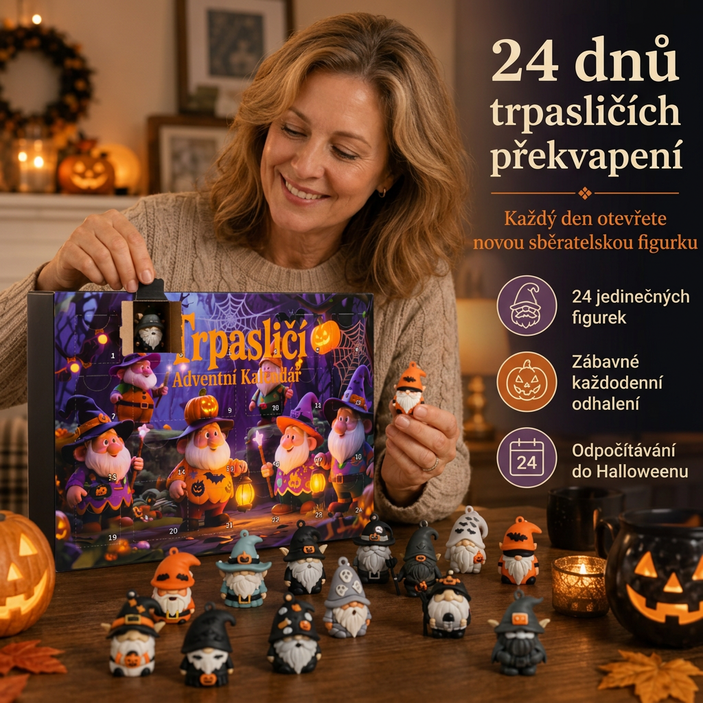 🎃 Poslední den: 50% sleva – Adventní kalendář s překvapením – 24 dní s halloweenskými skřítky 💎