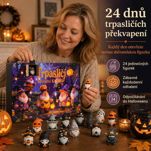 🎃 Poslední den: 50% sleva – Adventní kalendář s překvapením – 24 dní s halloweenskými skřítky 💎