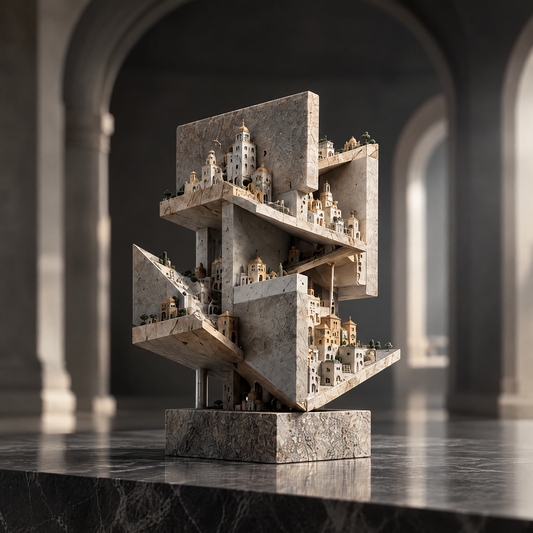 Fragmented City Stone Sculpture - Limited Edition Art Decor