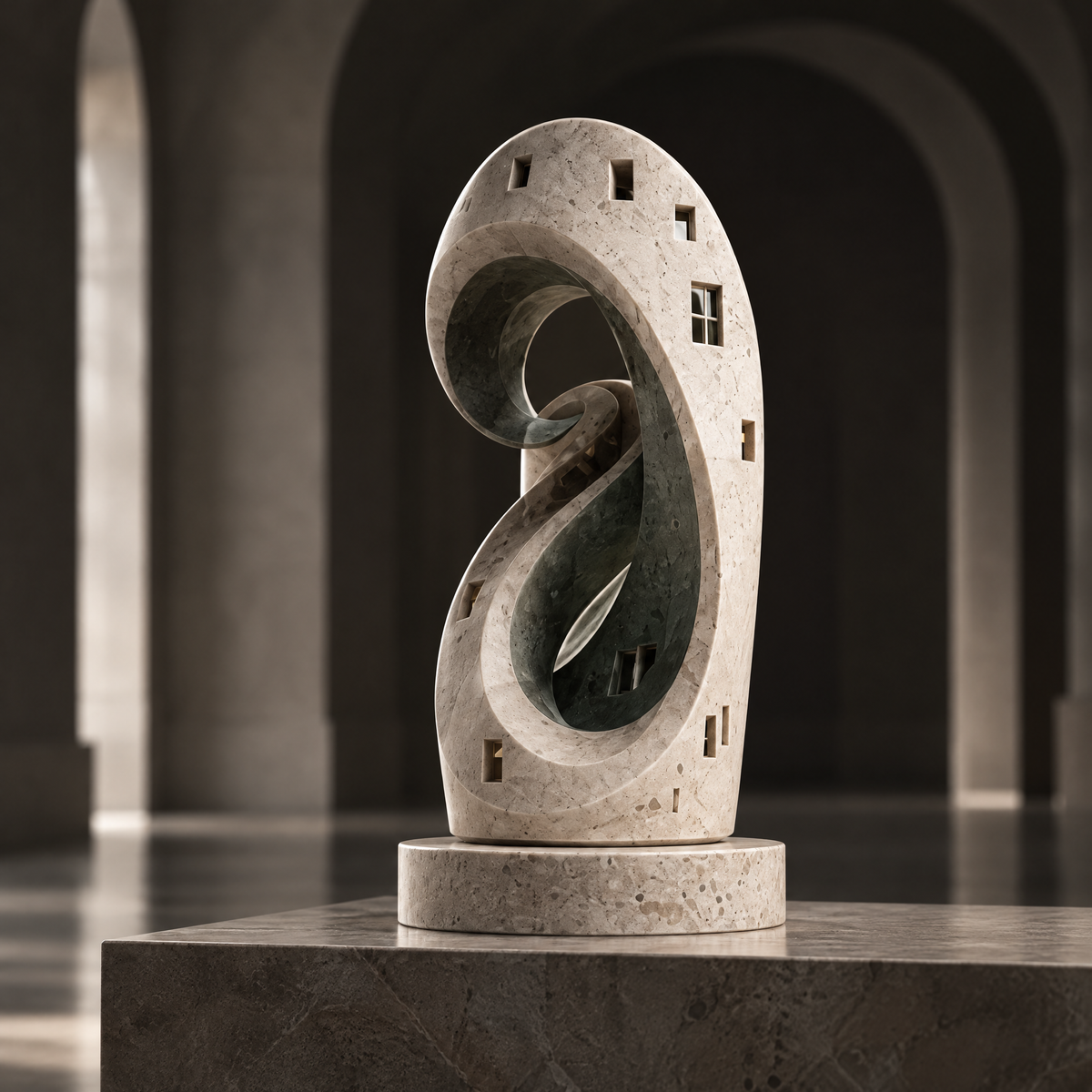Twisted Ribbon Two-Tone Stone Sculpture