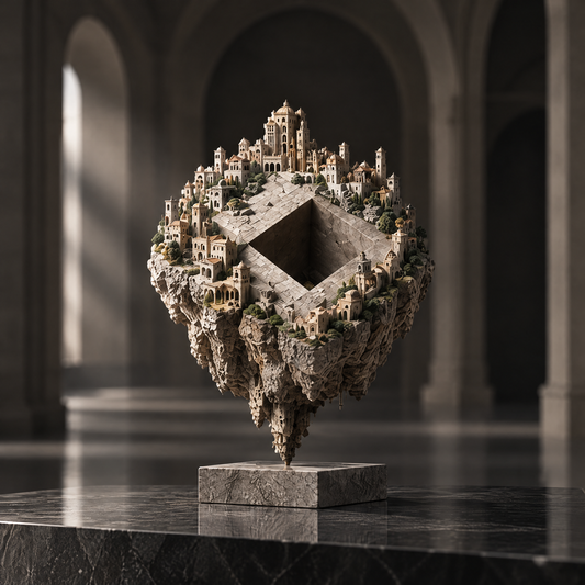 Floating City Diamond Sculpture - Architectural Art Decor