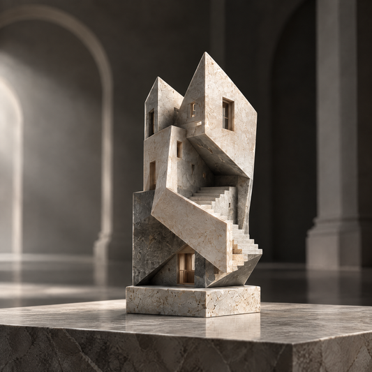 House-Form Staircase Stone Sculpture