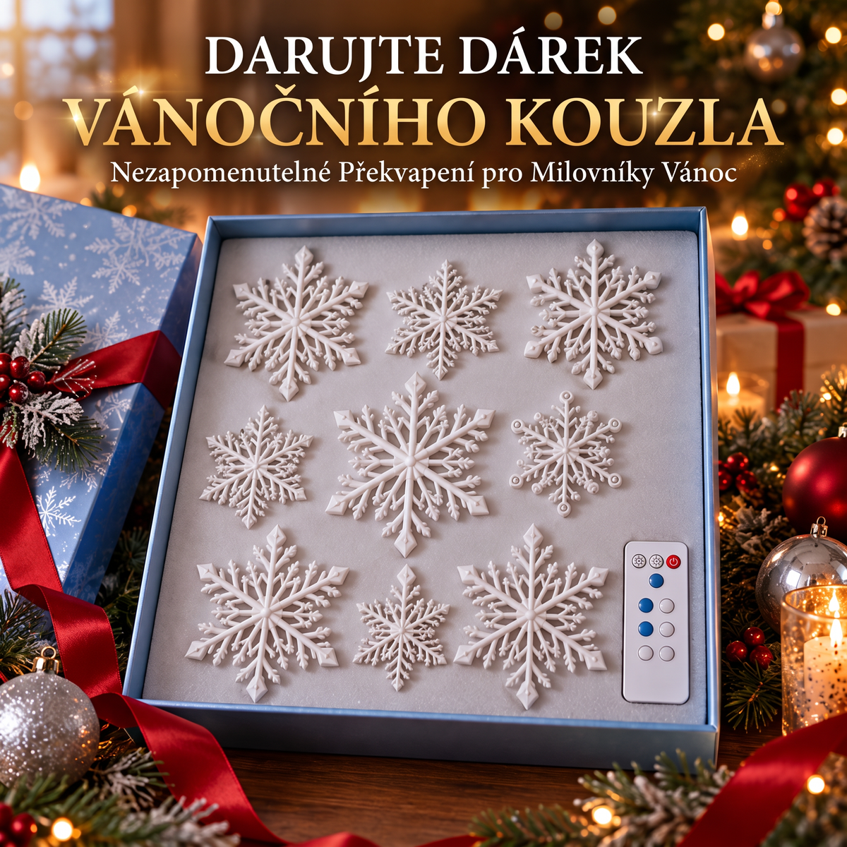 ❄️ Nástěnná LED světla – Sněhové vločky | Kouzelná vánoční dekorace domova