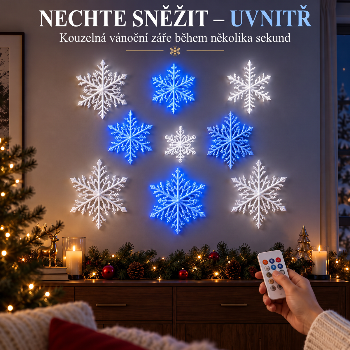 ❄️ Nástěnná LED světla – Sněhové vločky | Kouzelná vánoční dekorace domova
