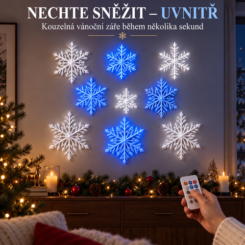 ❄️ Nástěnná LED světla – Sněhové vločky | Kouzelná vánoční dekorace domova