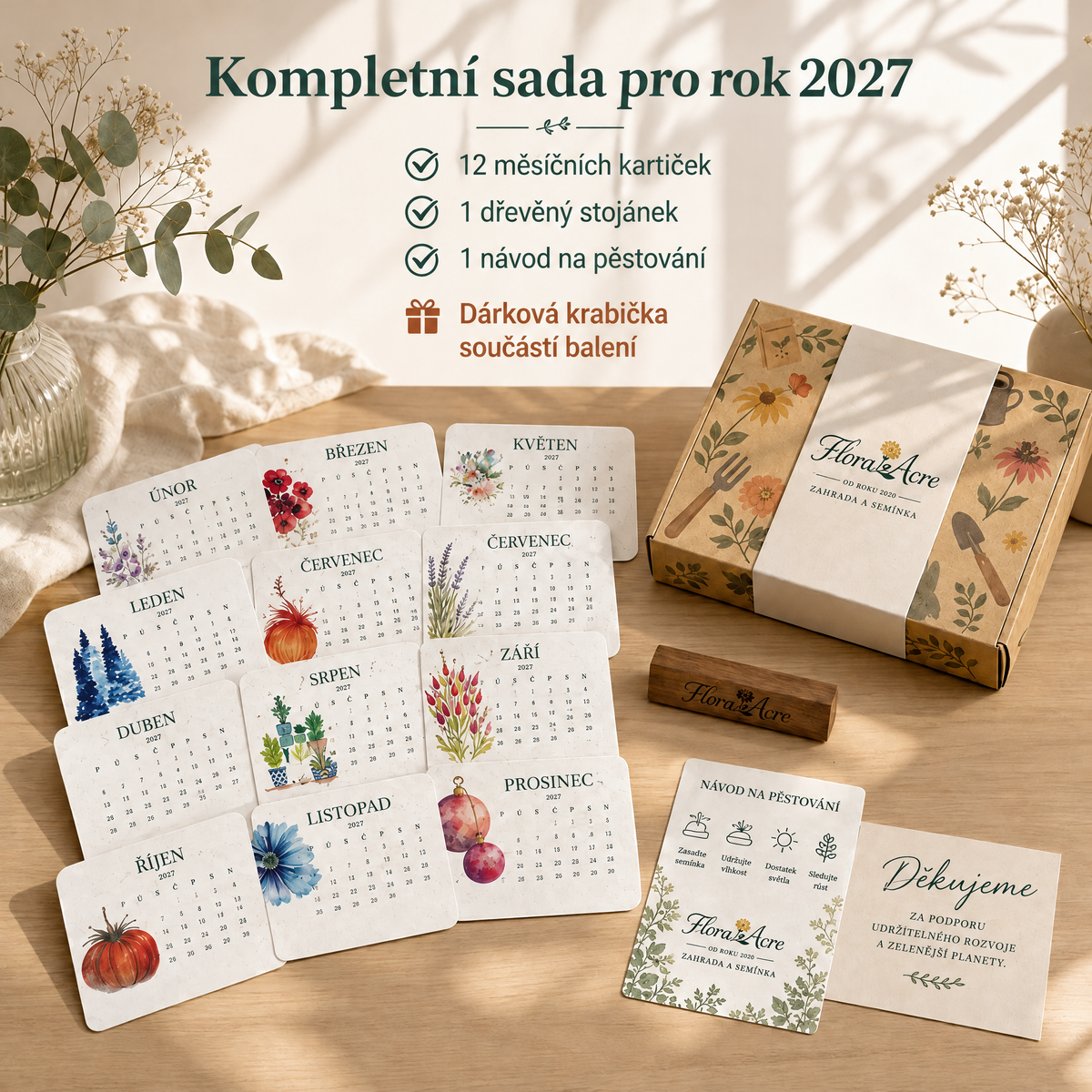 🌱 Sázecí kalendář se semeny na rok 2027 🌱 – Rok plný krásy; nový život na každé stránce! 📆
