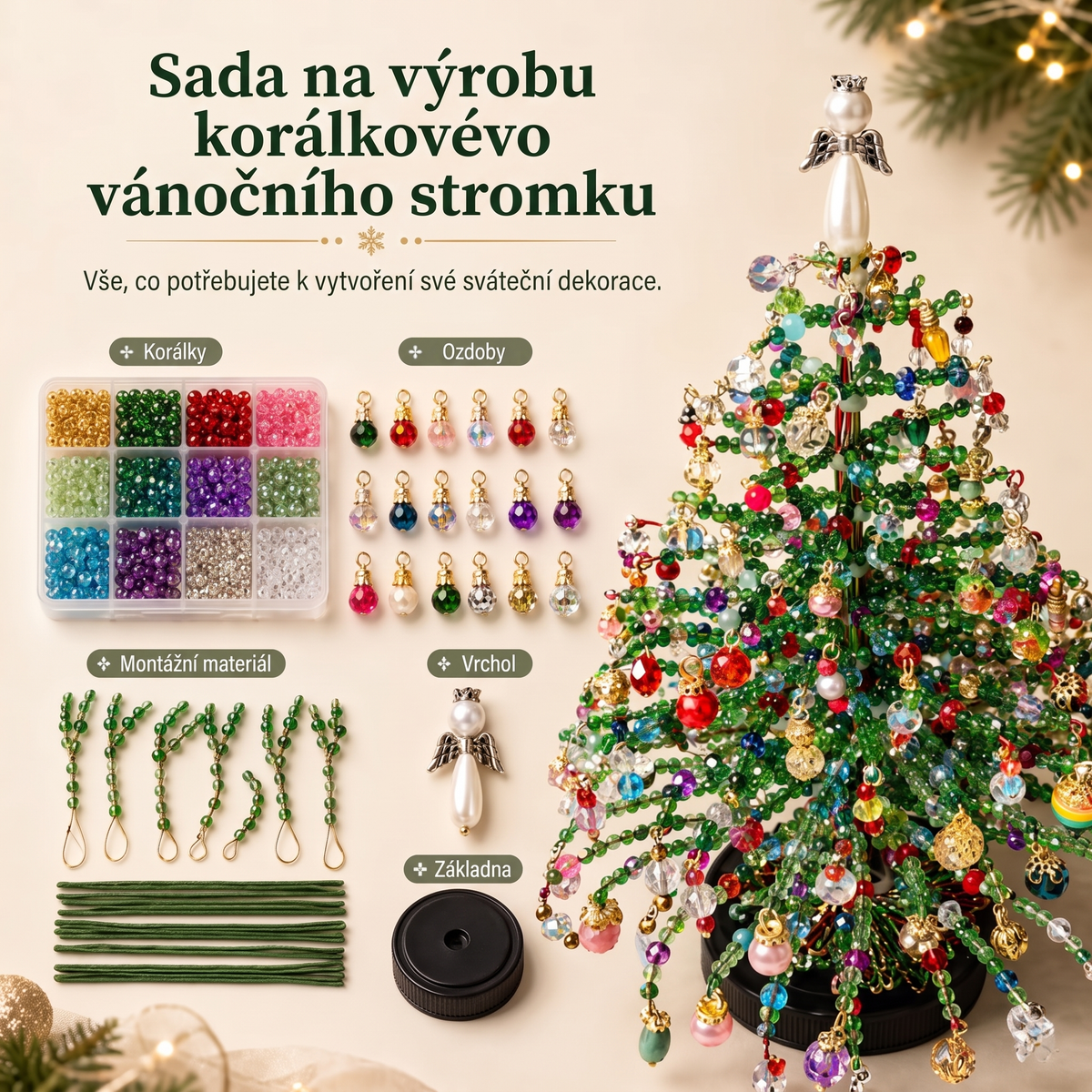 🎄 POSLEDNÍ DEN -50% SLEVA ✨  DIY Sada korálkového vánočního stromku – 5 jedinečných stylů 💎