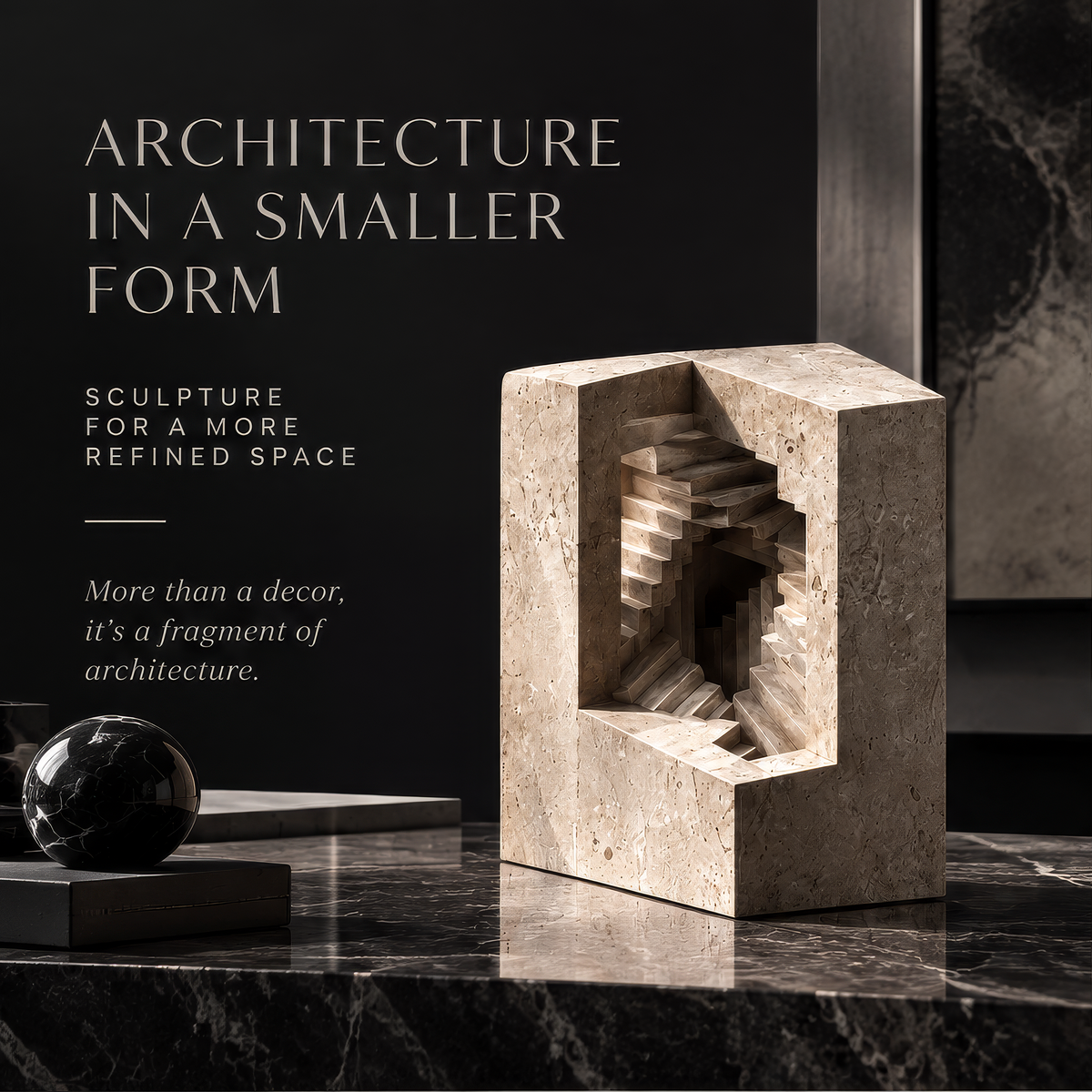 Bold Geometry Staircase Stone Sculpture