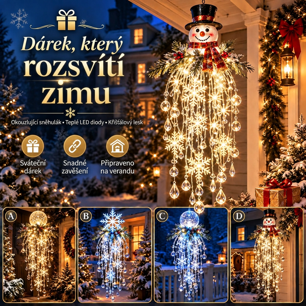 🎁 Poslední den -50% sleva ✨ Vánoční osvětlení Crystal Falls — Závěsné vločky a křišťálové LED dekorace na verandu ❄️