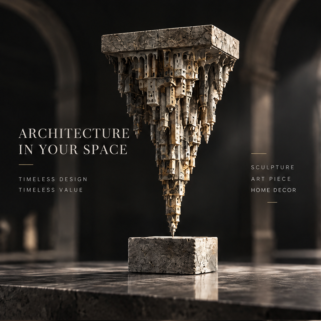 Inverted Architectural Spire Sculpture - Modern Art Decor