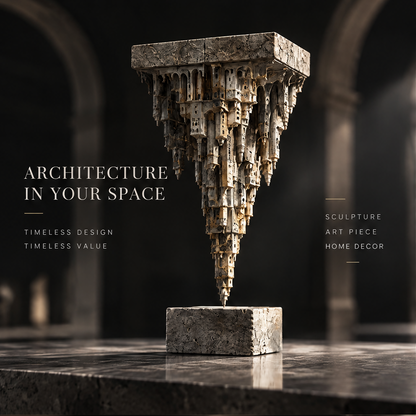 Inverted Architectural Spire Sculpture - Modern Art Decor