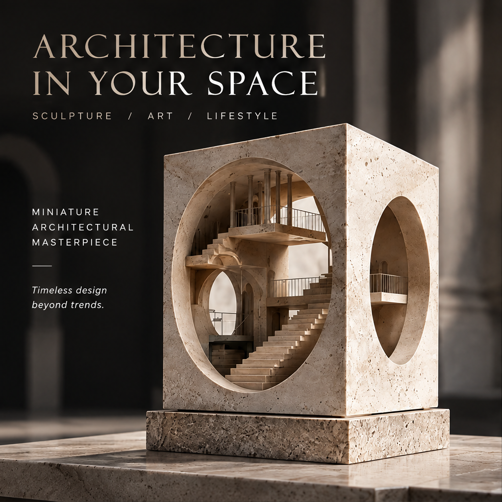 Cube Travertine Staircase Sculpture
