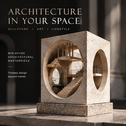 Cube Travertine Staircase Sculpture