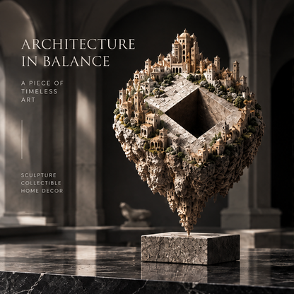 Floating City Diamond Sculpture - Architectural Art Decor