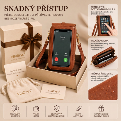 Poslední 3 hodiny: Sleva 50 %｜Novinka 2026 👑– minimalistická elegantní dámská i pánská dotyková crossbody peněženka na telefon s ochranou proti krádeži💎