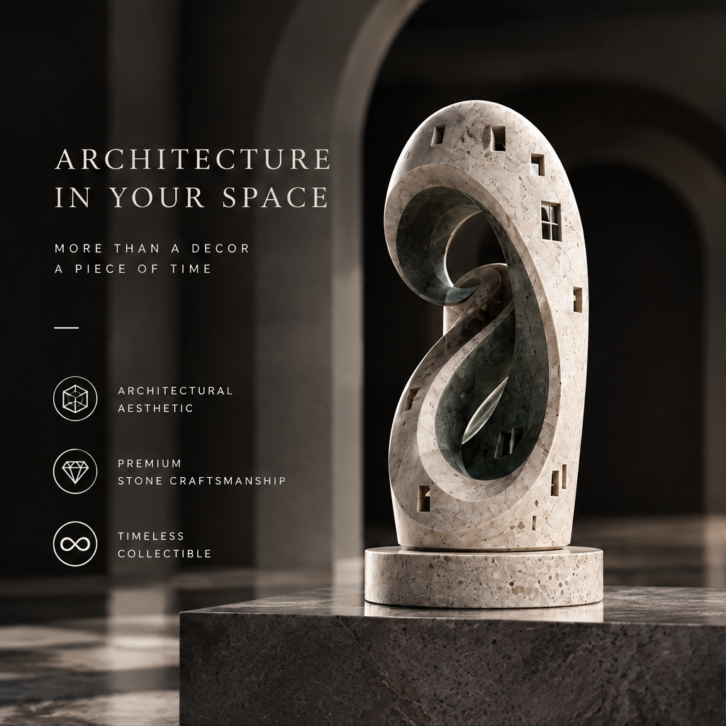 Twisted Ribbon Two-Tone Stone Sculpture