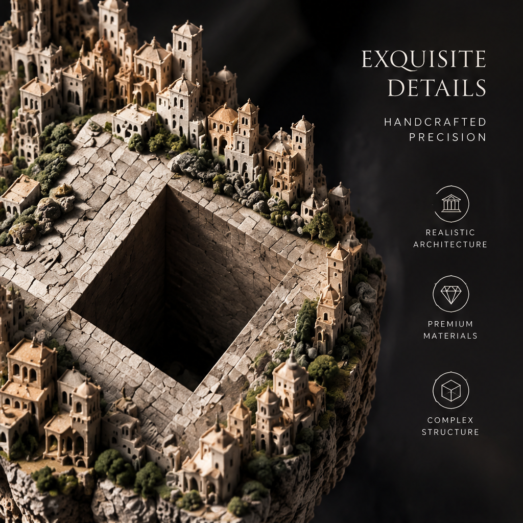 Floating City Diamond Sculpture - Architectural Art Decor