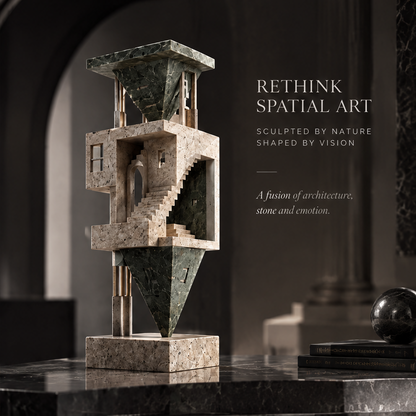 Hourglass Tower Two-Tone Stone Sculpture
