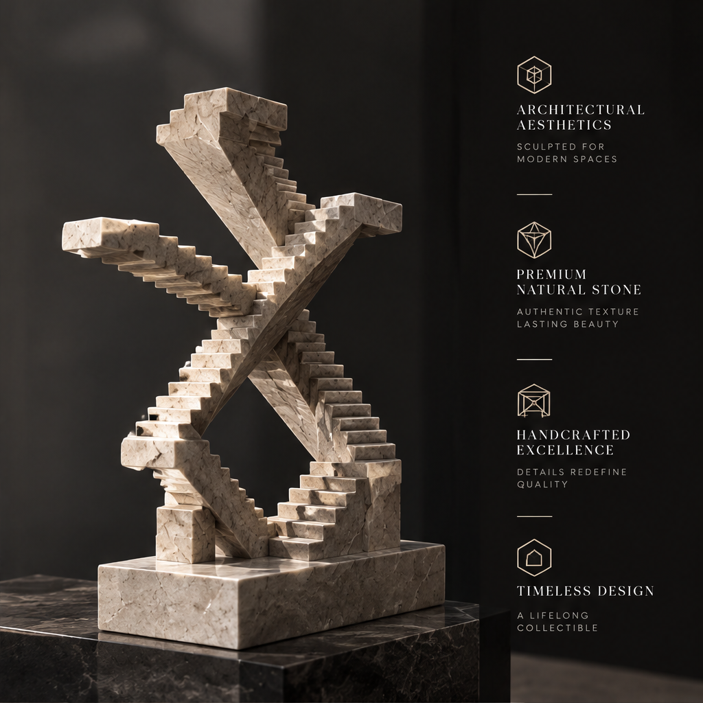 Crossing Staircases X-Form Marble Sculpture