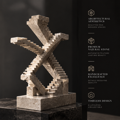 Crossing Staircases X-Form Marble Sculpture