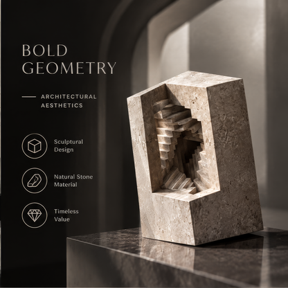 Bold Geometry Staircase Stone Sculpture