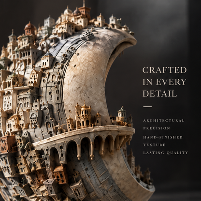 Crescent Moon City Sculpture - Architectural Art Decor