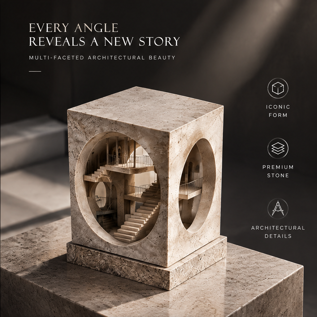 Cube Travertine Staircase Sculpture