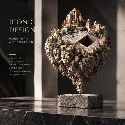 Floating City Diamond Sculpture - Architectural Art Decor
