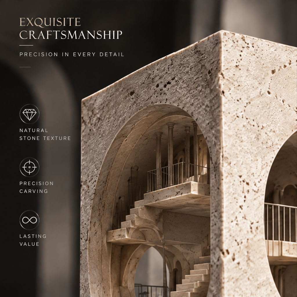 Cube Travertine Staircase Sculpture