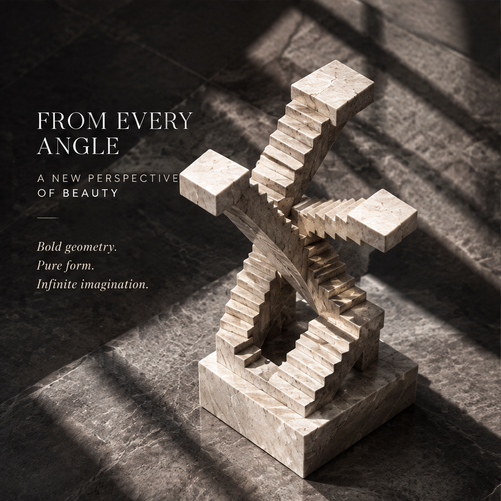 Crossing Staircases X-Form Marble Sculpture