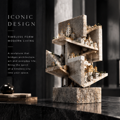 Fragmented City Stone Sculpture - Limited Edition Art Decor