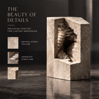 Bold Geometry Staircase Stone Sculpture