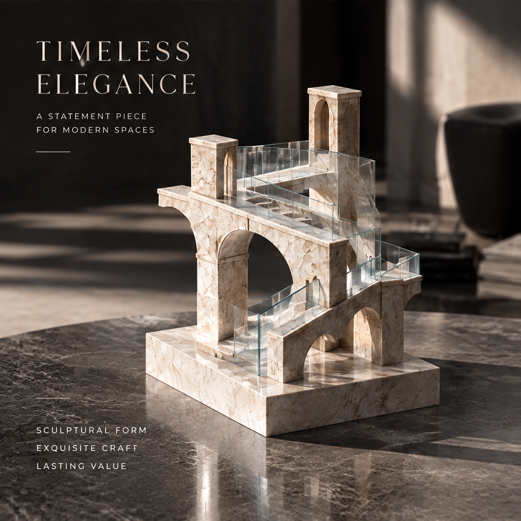 Marble Arch Staircase Sculpture with Glass Balustrades