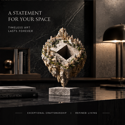 Floating City Diamond Sculpture - Architectural Art Decor