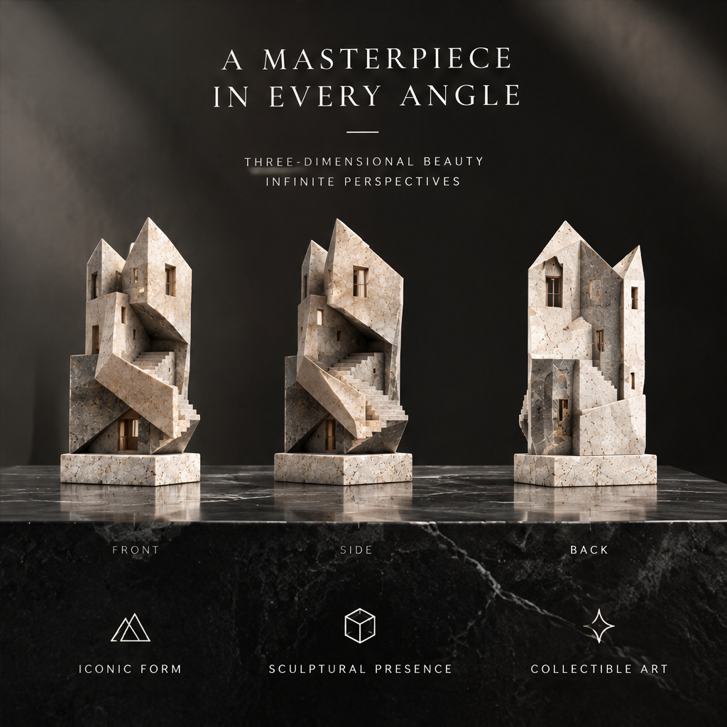 House-Form Staircase Stone Sculpture