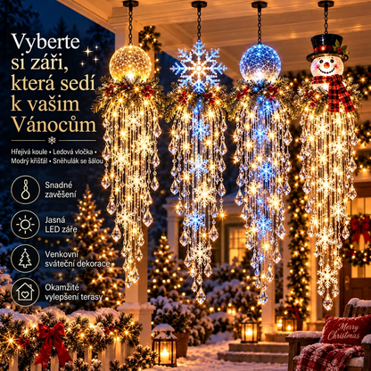 🎁 Poslední den -50% sleva ✨ Vánoční osvětlení Crystal Falls — Závěsné vločky a křišťálové LED dekorace na verandu ❄️