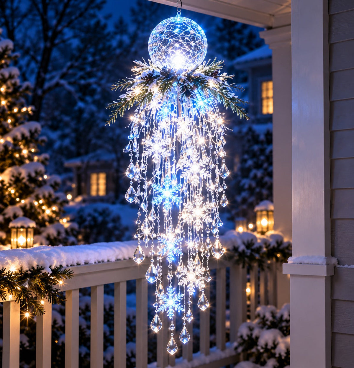 🎁 Poslední den -50% sleva ✨ Vánoční osvětlení Crystal Falls — Závěsné vločky a křišťálové LED dekorace na verandu ❄️