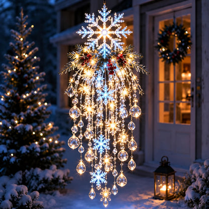 🎁 Poslední den -50% sleva ✨ Vánoční osvětlení Crystal Falls — Závěsné vločky a křišťálové LED dekorace na verandu ❄️